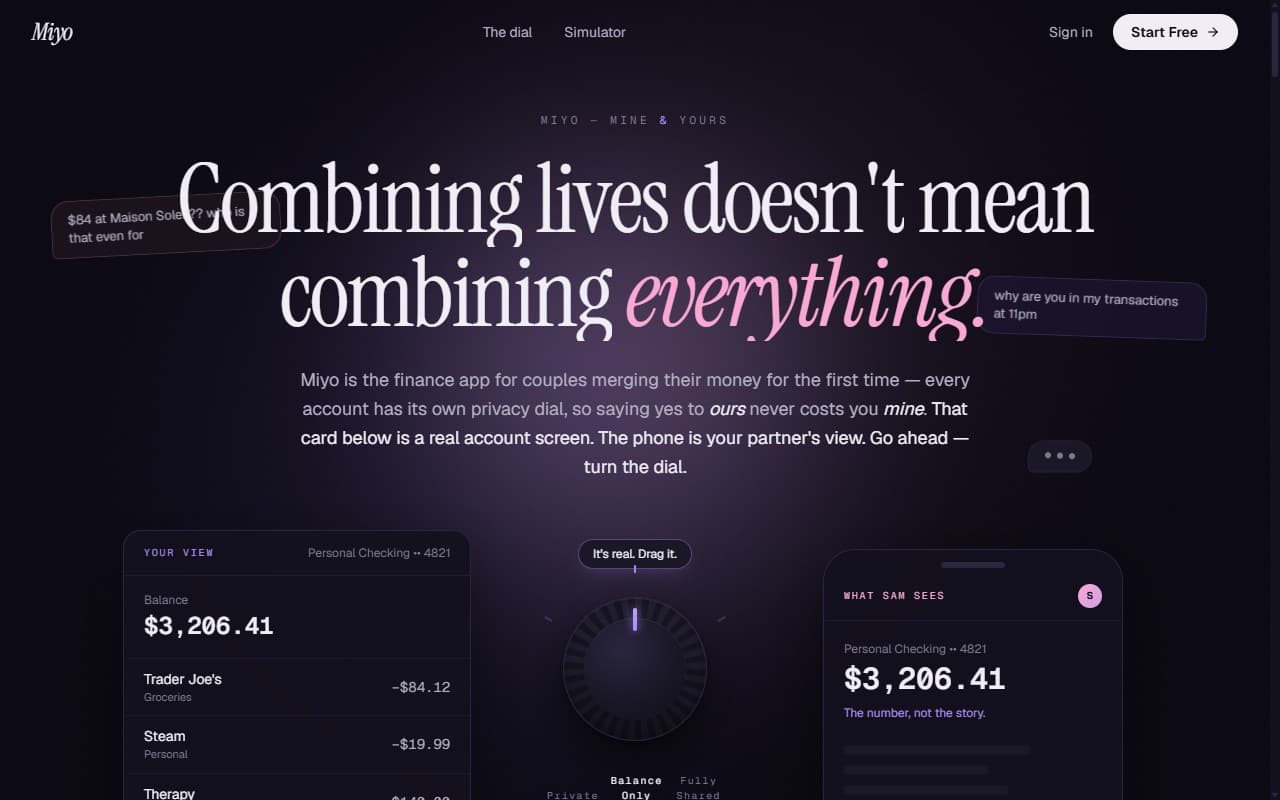 Miyo product interface